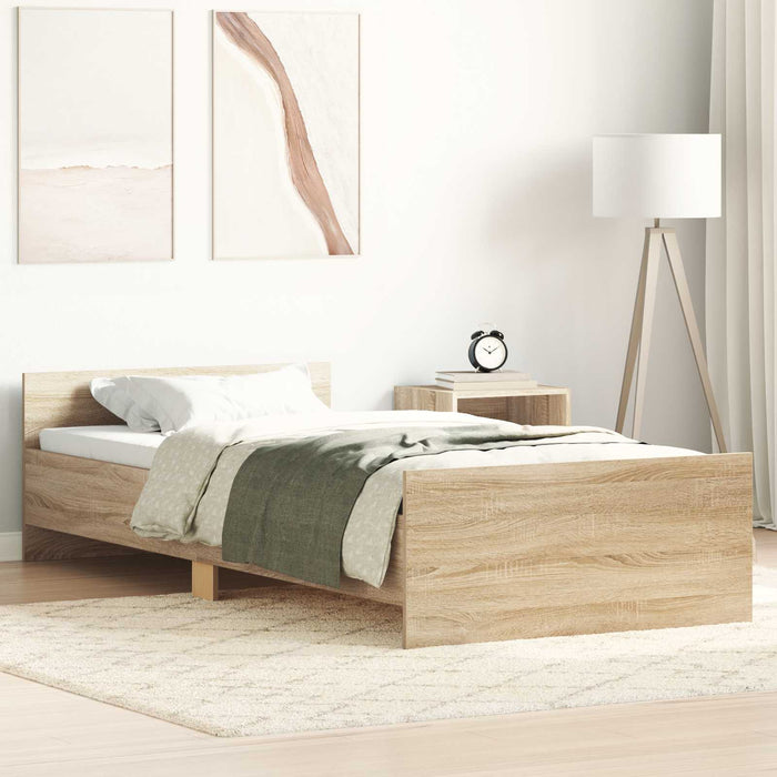 Cadru de Pat cu Tăblie Stejar Sonoma 80 x 200 cm Lemn prelucrat WALTI