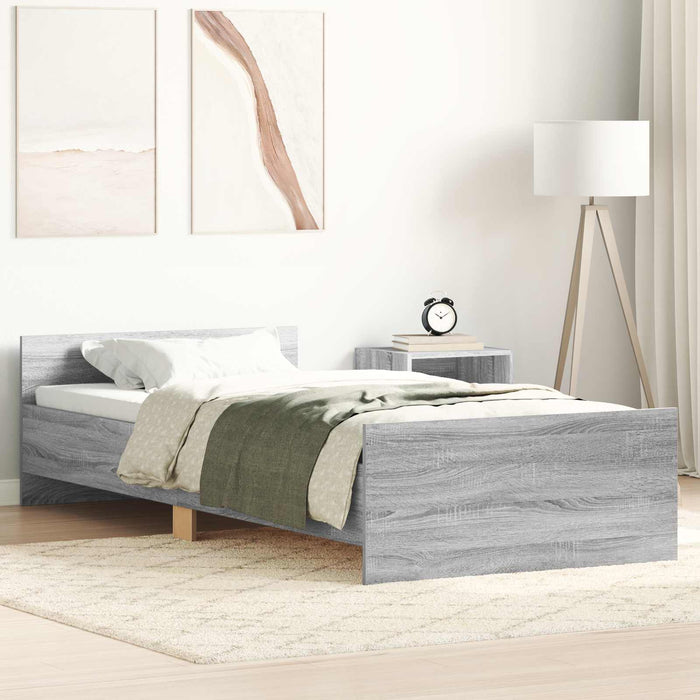 Cadru de Pat cu Tăblie Sonoma gri 80 x 200 cm Lemn prelucrat WALTI
