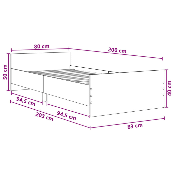 Cadru de Pat cu Tăblie Stejar Artizanal 80 x 200 cm - WALTI WALTI