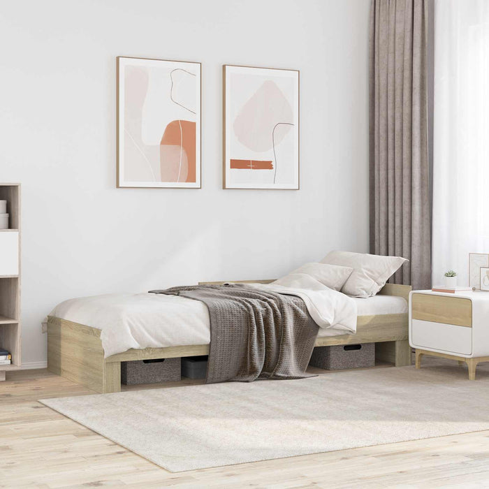 Cadru de Pat cu Tăblie Stejar Sonoma 80 x 200 cm Lemn prelucrat WALTI