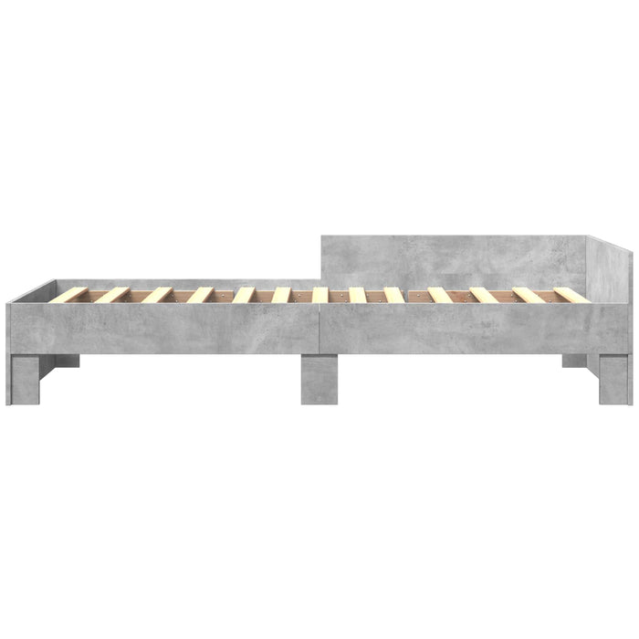 Cadru de Pat cu Tăblie Gri Beton 80 x 200 cm Lemn prelucrat WALTI
