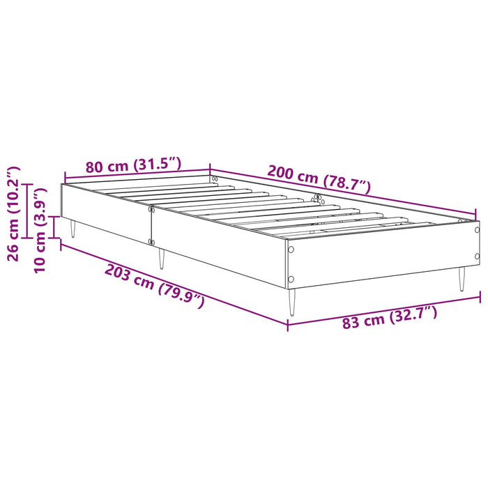 Cadru de pat Stejar Sonoma 80 x 200 cm Lemn prelucrat WALTI