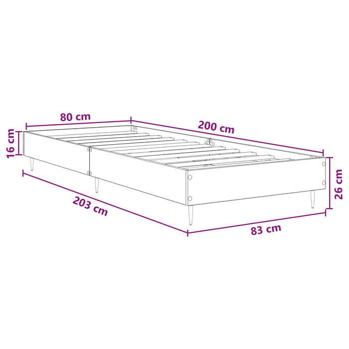 Cadru de pat Gri Beton 80 x 200 cm Lemn prelucrat WALTI