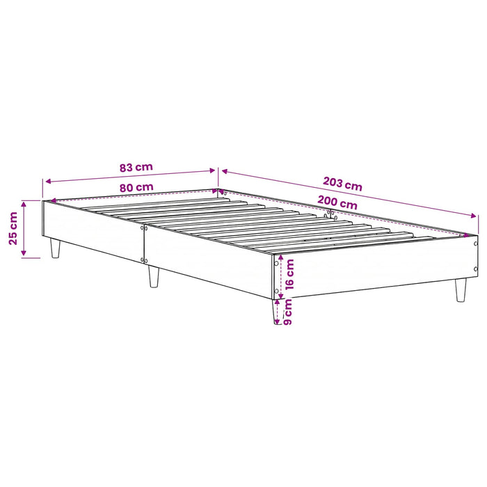 Cadru de pat Stejar artizanal 80 x 200 cm Lemn prelucrat - WALTI WALTI