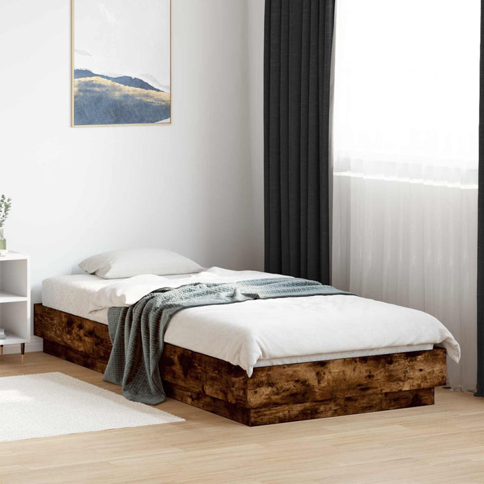 Cadru de pat la sol Stejar fumuriu 80 x 200 cm Lemn prelucrat - WALTI WALTI