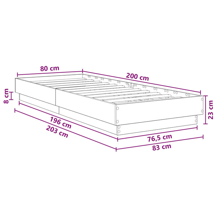 Cadru de pat la sol Stejar fumuriu 80 x 200 cm Lemn prelucrat - WALTI WALTI
