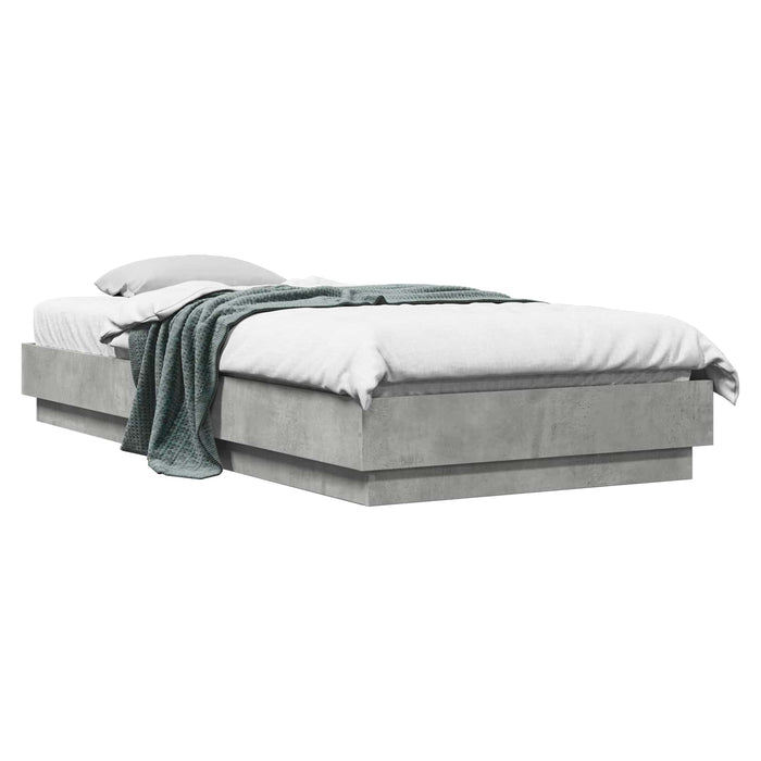Cadru de pat la sol Gri Beton 80 x 200 cm Lemn prelucrat WALTI