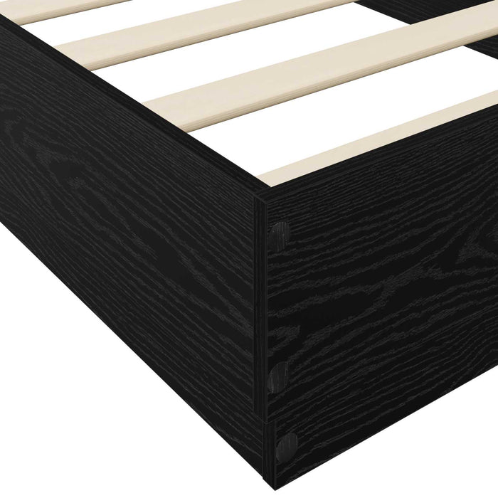 Cadru de pat la sol Stejar Negru 80 x 200 cm Lemn prelucrat WALTI