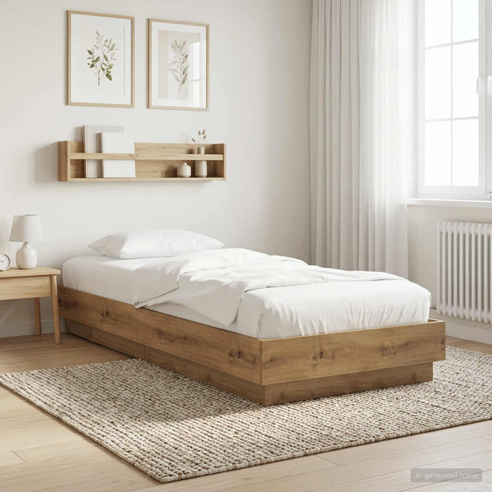 Cadru de pat la sol Stejar Artizanal 80 x 200 cm Lemn prelucrat WALTI