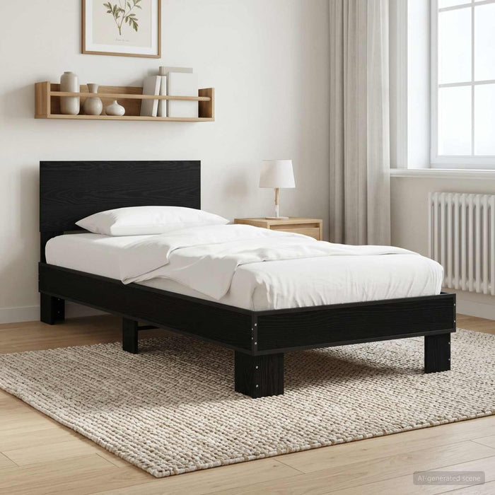 Cadru de Pat cu Tăblie Stejar Negru 80 x 200 cm Lemn prelucrat WALTI