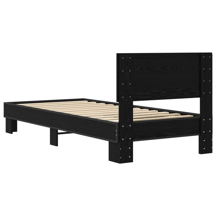 Cadru de Pat cu Tăblie Stejar Negru 80 x 200 cm Lemn prelucrat - WALTI WALTI