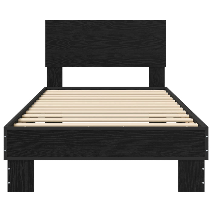 Cadru de Pat cu Tăblie Stejar Negru 80 x 200 cm Lemn prelucrat - WALTI WALTI