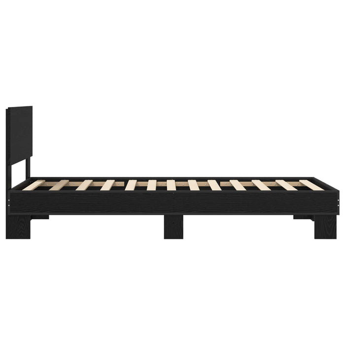 Cadru de Pat cu Tăblie Stejar Negru 80 x 200 cm Lemn prelucrat - WALTI WALTI