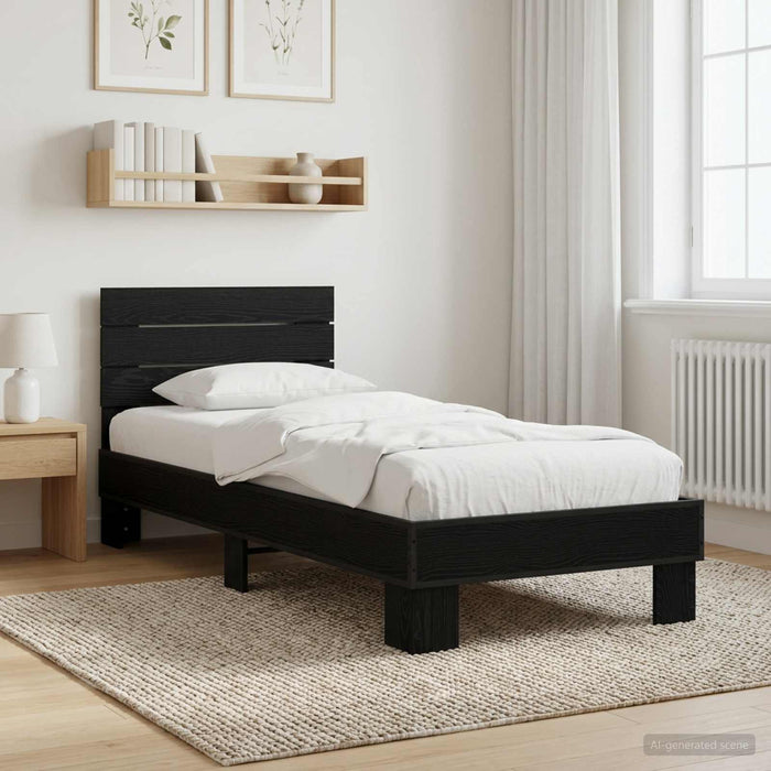 Cadru de Pat cu Tăblie Stejar Negru 80 x 200 cm Lemn prelucrat WALTI