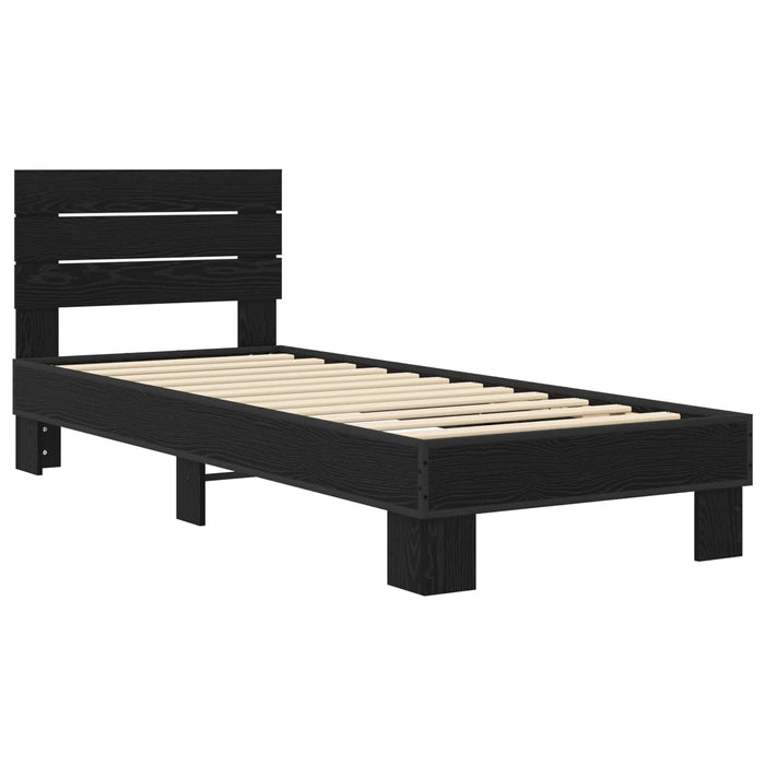 Cadru de Pat cu Tăblie Stejar Negru 80 x 200 cm Lemn prelucrat WALTI
