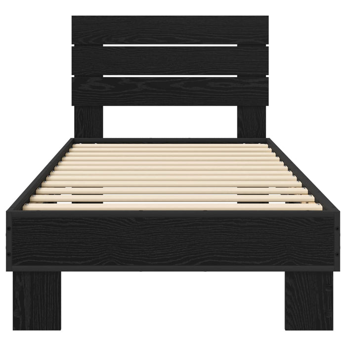 Cadru de Pat cu Tăblie Stejar Negru 80 x 200 cm Lemn prelucrat WALTI