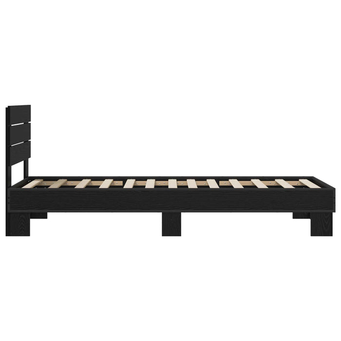 Cadru de Pat cu Tăblie Stejar Negru 80 x 200 cm Lemn prelucrat WALTI