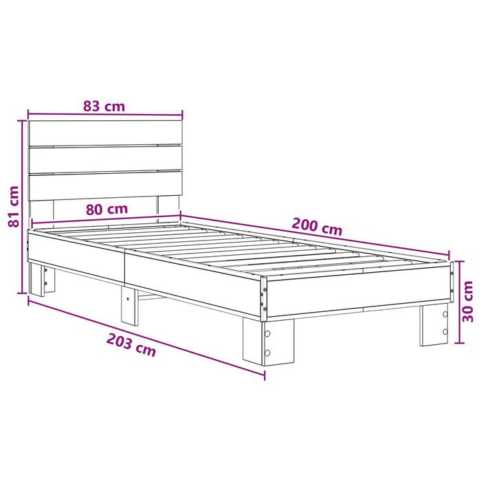 Cadru de Pat cu Tăblie Stejar Artizanal 80 x 200 cm - WALTI WALTI