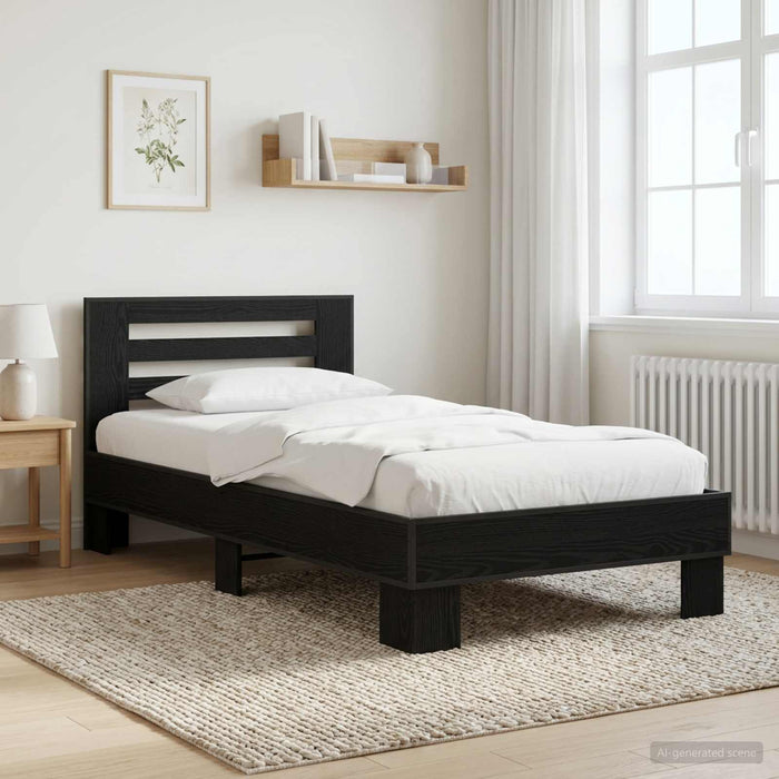 Cadru de Pat cu Tăblie Stejar Negru 80 x 200 cm Lemn prelucrat WALTI