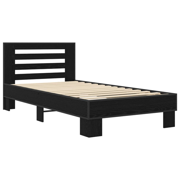 Cadru de Pat cu Tăblie Stejar Negru 80 x 200 cm Lemn prelucrat WALTI
