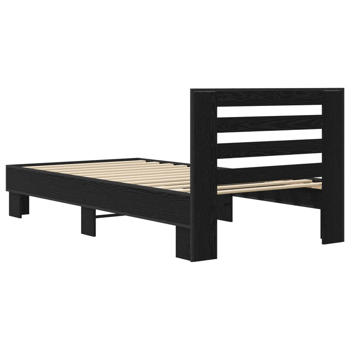 Cadru de Pat cu Tăblie Stejar Negru 80 x 200 cm Lemn prelucrat WALTI