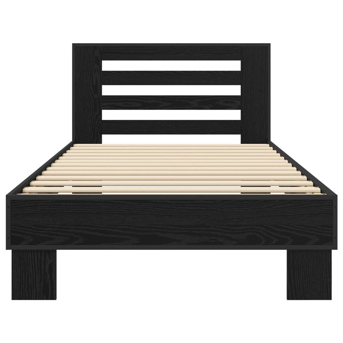 Cadru de Pat cu Tăblie Stejar Negru 80 x 200 cm Lemn prelucrat WALTI