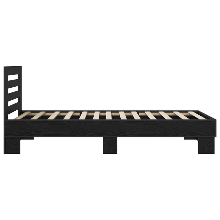 Cadru de Pat cu Tăblie Stejar Negru 80 x 200 cm Lemn prelucrat WALTI