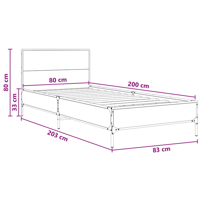 Cadru de Pat cu Tăblie Stejar artizanal 80 x 200 cm - WALTI WALTI