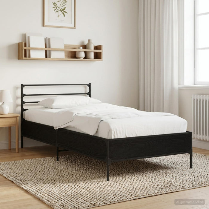 Cadru de pat Stejar Negru 80 x 200 cm Lemn prelucrat WALTI