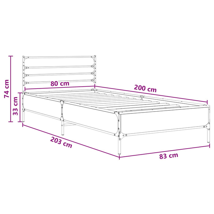 Cadru de pat Stejar artizanal 80 x 200 cm Lemn prelucrat - WALTI WALTI
