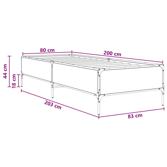 Cadru de pat Stejar artizanal 80 x 200 cm Lemn prelucrat WALTI
