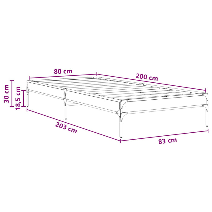 Cadru de pat Stejar Negru 80 x 200 cm Lemn prelucrat WALTI