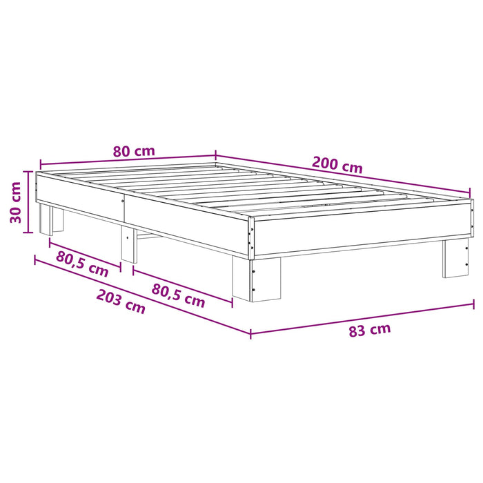 Cadru de pat Stejar Negru 80 x 200 cm Lemn prelucrat - WALTI WALTI