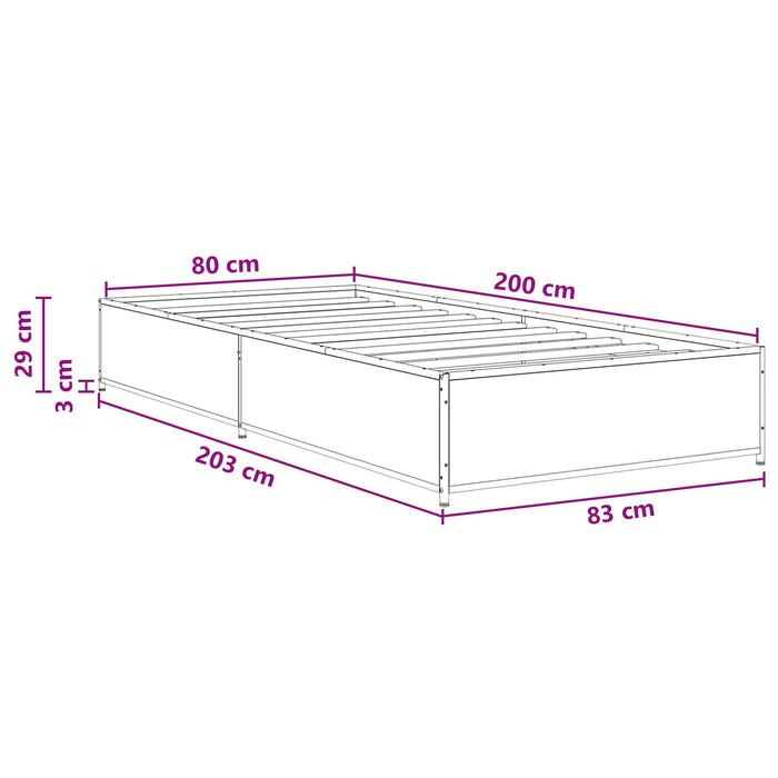 Cadru de pat Stejar Negru 80 x 200 cm Lemn prelucrat WALTI