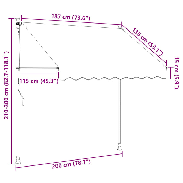 Copertină retractabilă manuală Negru 200 cm - WALTI WALTI