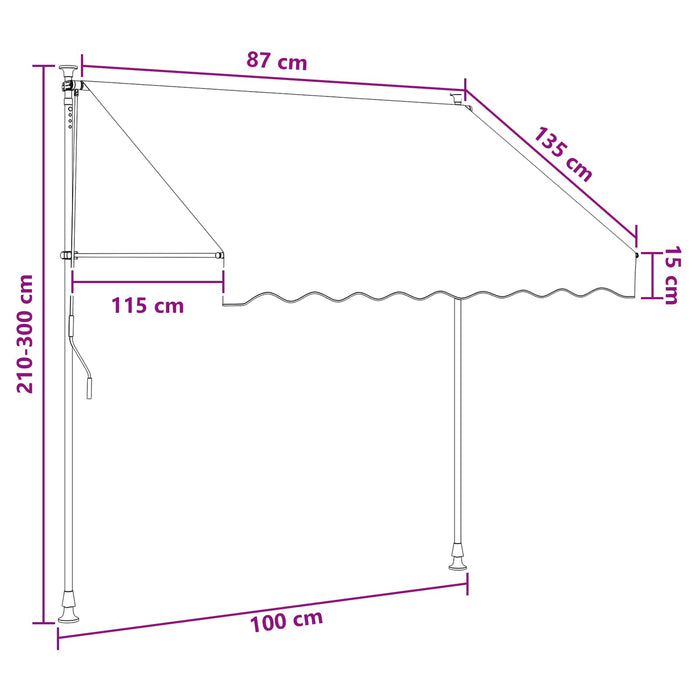 Copertină retractabilă manuală Multicolour 100 x 115 x 300 cm WALTI