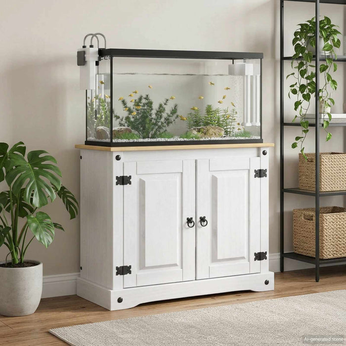 Suport pentru acvariu CORONA Alb și maro 81,5 x 37 x 73 cm - WALTI WALTI