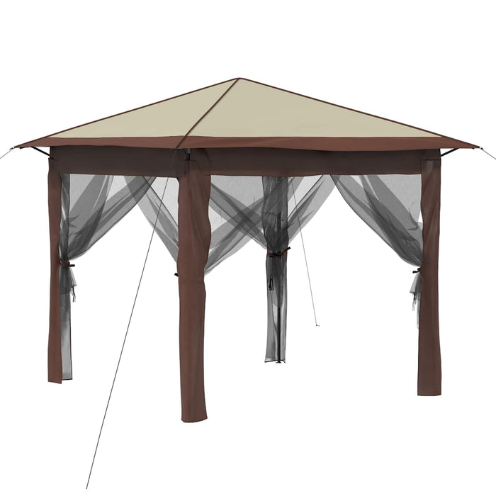 Gazebo cu 4 Pereți Laterali 2,6 x 2,6 m Crem și Marron - WALTI WALTI