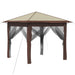 Gazebo cu 4 Pereți Laterali 2,6 x 2,6 m Crem și Marron - WALTI WALTI
