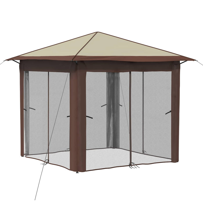 Gazebo cu 4 Pereți Laterali 2,6 x 2,6 m Crem și Marron - WALTI WALTI