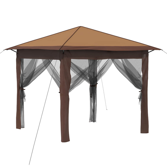 Gazebo cu 4 Pereți Laterali 2,6 x 2,6 m Bej și Maro WALTI