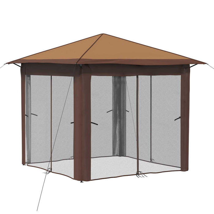 Gazebo cu 4 Pereți Laterali 2,6 x 2,6 m Bej și Maro WALTI