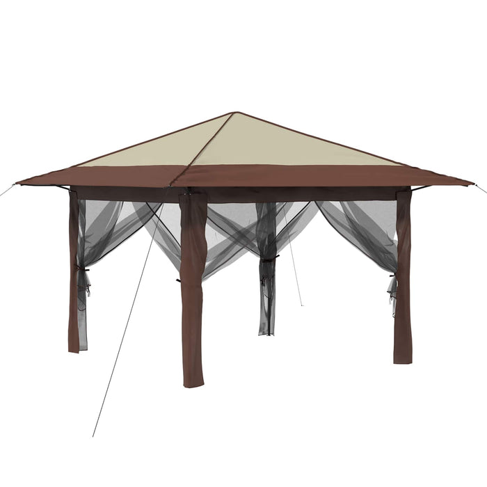 Gazebo cu 4 Pereți Laterali 3,3 x 3,3 m Crem și Marron - WALTI WALTI