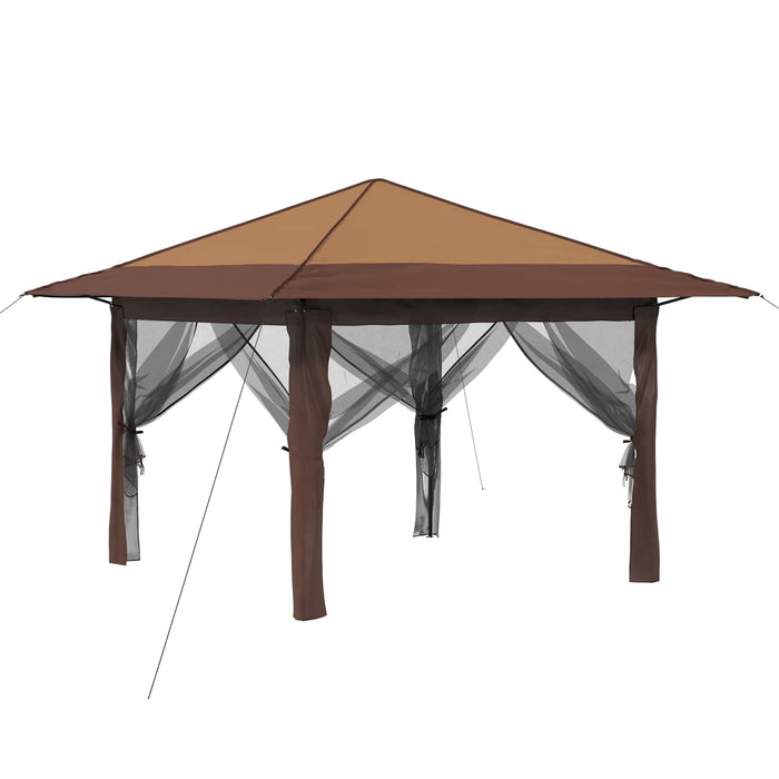 Gazebo cu 4 Pereți Laterali 3,3 x 3,3 m Bej și Maro WALTI