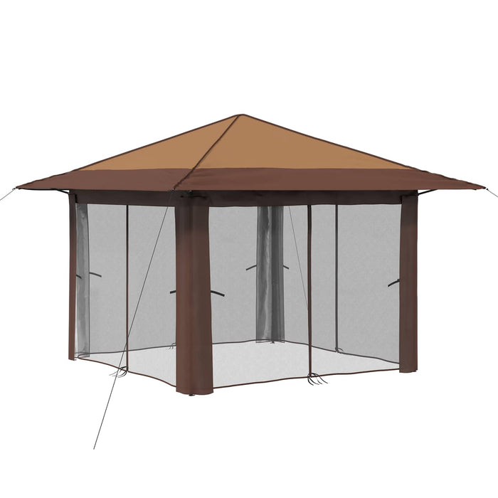 Gazebo cu 4 Pereți Laterali 3,3 x 3,3 m Bej și Maro WALTI