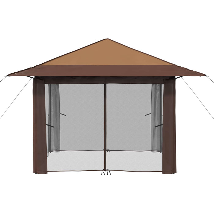 Gazebo cu 4 Pereți Laterali 3,3 x 3,3 m Bej și Maro WALTI