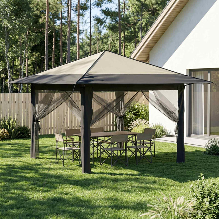 Gazebo cu 4 Pereți Laterali 3,3 x 3,3 m Crem și Antracit WALTI