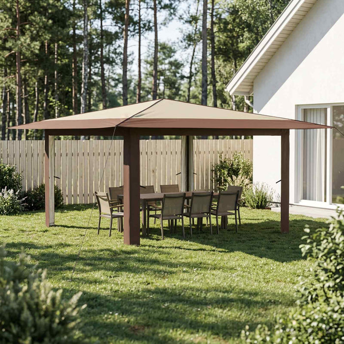 Gazebo fără pereți laterali 4 x 4 m Crem și Marron WALTI