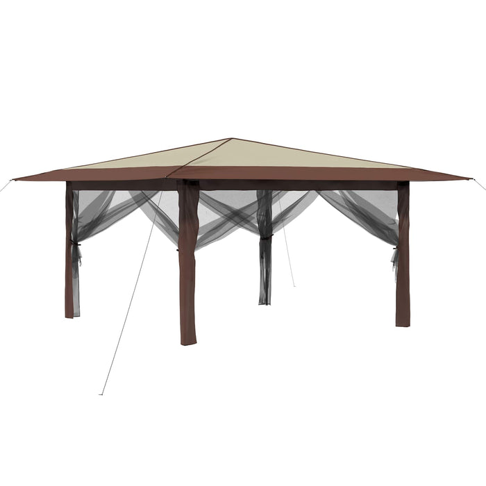 Gazebo cu 4 pereți laterali 4 x 4 m Crem și Marron - WALTI WALTI