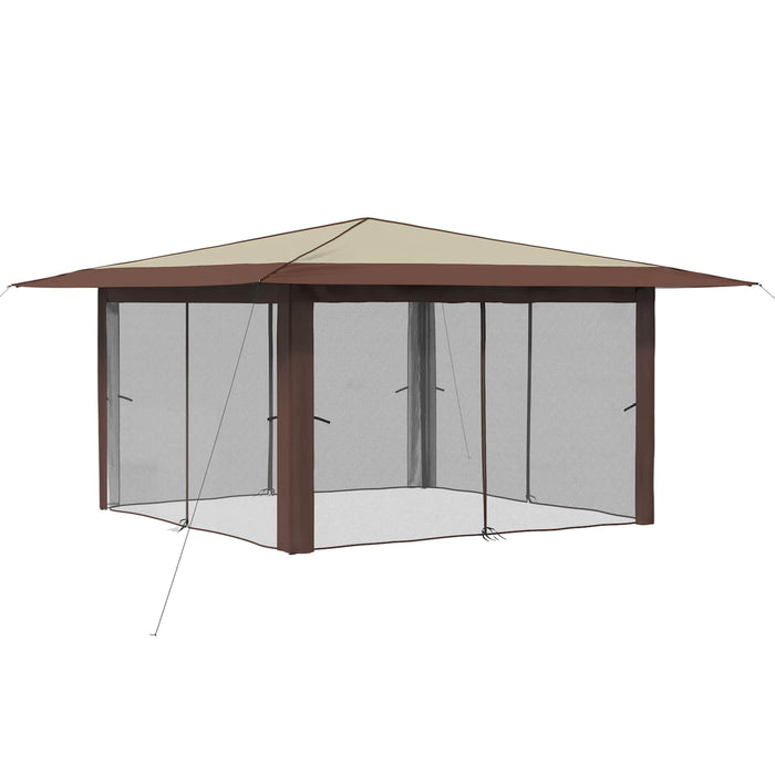 Gazebo cu 4 pereți laterali 4 x 4 m Crem și Marron - WALTI WALTI